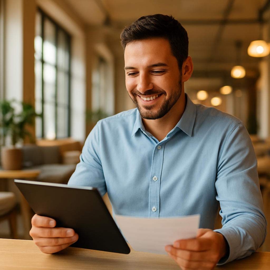 Business owner registering a new company